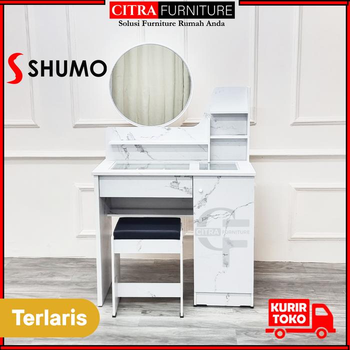 Gambar SHUMO Meja Rias Minimalis Vanity Lampu Led Victoria Series - MOTIF-A, DIRAKIT dari Citra furniture Kota Administrasi Jakarta Pusat Tokopedia