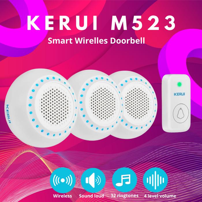 Gambar KERUI Bel Pintu Rumah Wireless M523 F15  3 Receiver Multi Tone Memory - Putih dari Asyam Weiseman undefined Tokopedia