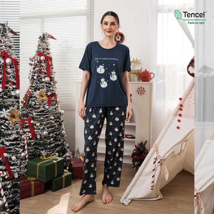 Gambar Cielyn | Xmas Series | Snowpee O-neck | TENCEL Micromodal | Baju Tidur Natal Couple Keluarga Tencel - LONGPANTS, S dari Cielyn Official undefined Tokopedia