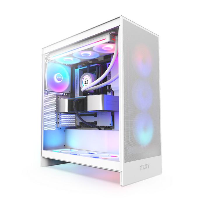 Gambar NZXT H7 FLOW  RGB Mid-Tower ATX Airflow Case with RGB Fans-Case Gaming NZXT H7 Flow Rgb - Putih dari swastikacomp undefined Tokopedia