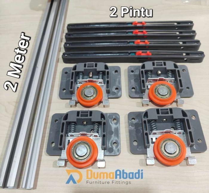 Gambar Roda Pintu Sliding Slow Motion Huben SD 452 Nylon (2 Daun Pintu - Rel 2 Meter/3 meter) - 2 PT / 2 METER dari Duma Abadi undefined Tokopedia