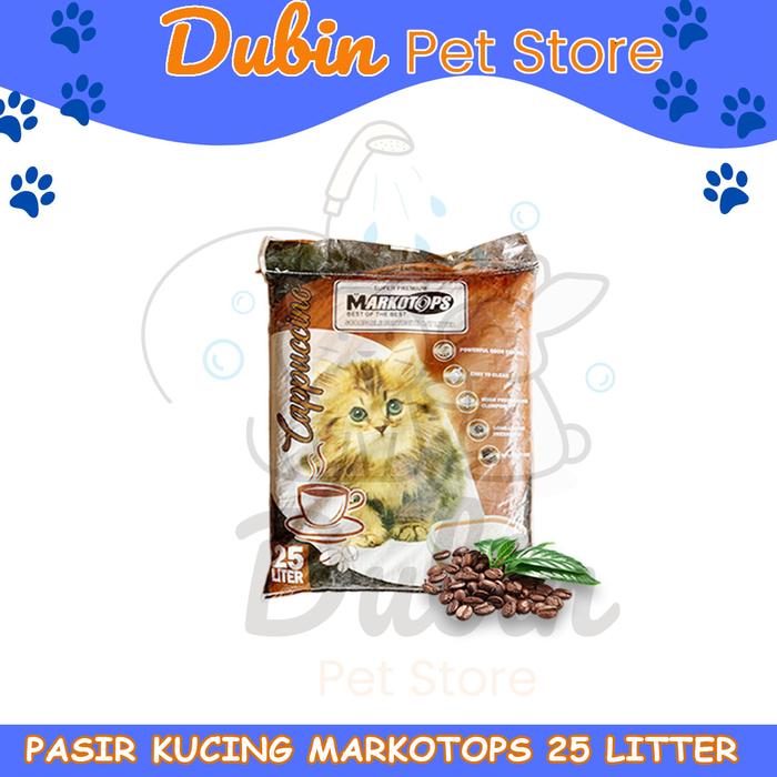 Gambar Pasir Kucing MARKOTOPS 25 Liter / 20 kg  - Pasir kucing gumpal wangi markotop 25 liter - cappucino dari Dunia Binatang Petshop undefined Tokopedia