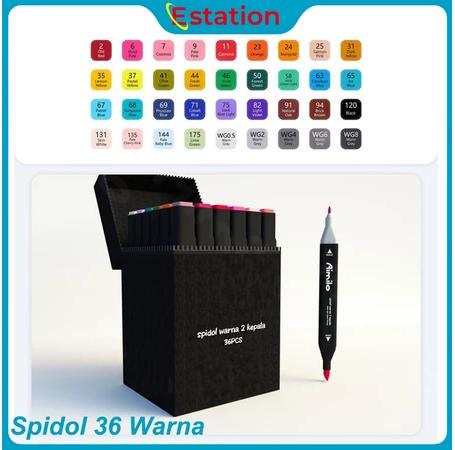 Gambar Aimilo Spidol Warna Warni 1 Set Sketch Marker 2 Tip Touch Marker - Isi 36 Pcs dari Lsonestoreshopping undefined Tokopedia