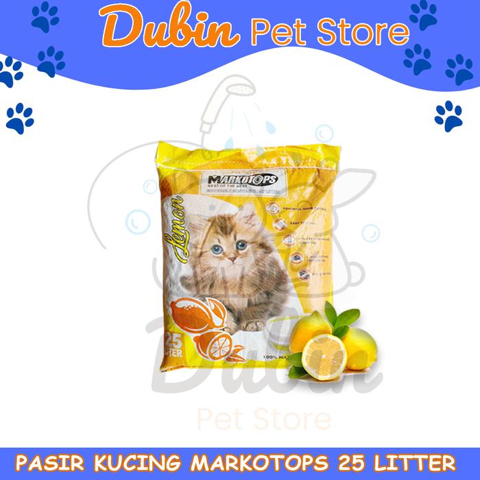 Gambar Pasir Kucing MARKOTOPS 25 Liter / 20 kg  - Pasir kucing gumpal wangi markotop 25 liter - lemon dari Dunia Binatang Petshop undefined Tokopedia