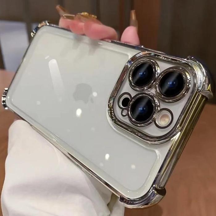 Gambar Casing Airbag Mewah Shockproof Transparan Hard Case Plated Phone Case Untuk iPhone 15 14 13 12 11 Pro Max Clear Anti Crack Pelindung Lensa Kamera Case Cover - titanium grey, iphone 11 dari eva store06 undefined Tokopedia