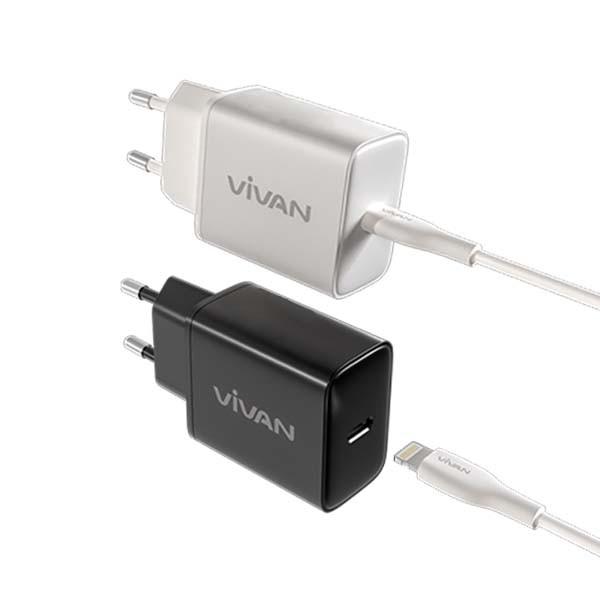 Gambar VIVAN Power C30C USB-C to USB-C / Power C30L USB-C to Lightning (Power C30 Charger 30W PD + Cable Set) - C30L Putih dari SOLO MICRO undefined Tokopedia