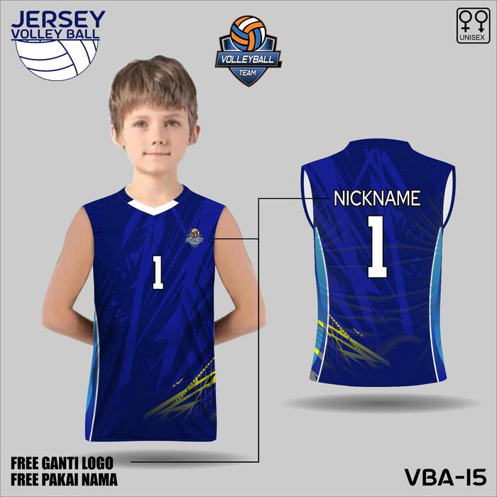 Gambar Jersey voly anak baju voli kaos singlet volleyball club volley ball free custom nama dan no punggung - Biru, 1 dari kaosjerseytokobaru undefined 5 Tokopedia