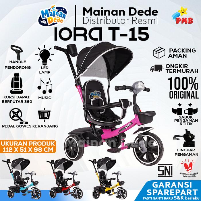 Gambar Sepeda Roda Tiga Anak PMB IORA T15 Tricycle - Merah Muda, DUS BAWAAN dari Mainan Anak Dede undefined Tokopedia