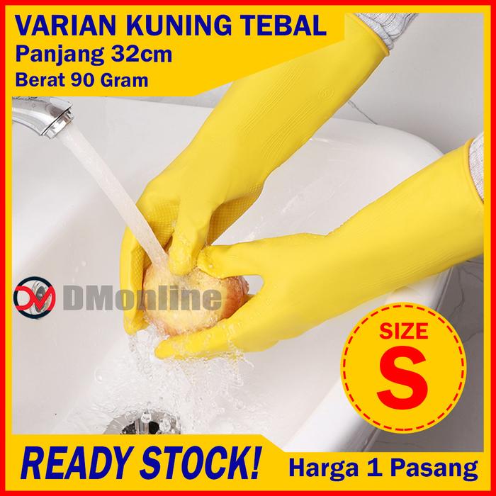 Gambar Sarung Tangan Karet Glove Latex Dotted Rubber Handglove 1 Pasang Pair - GLO KUNING S dari DMonline undefined Tokopedia