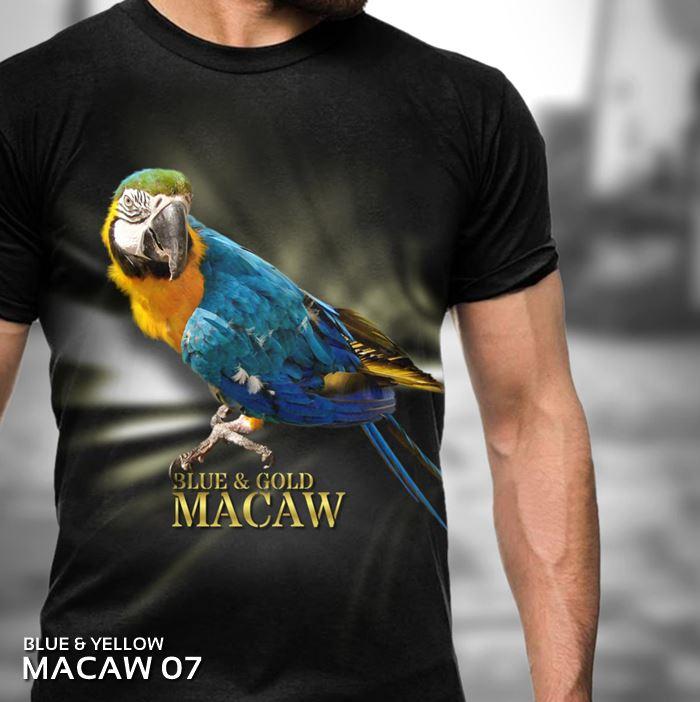 Kaos MACAW Nuri Parrot Baju Burung YELLOW and BLUE MACAW Dewasa Anak  MACAW 07, S
