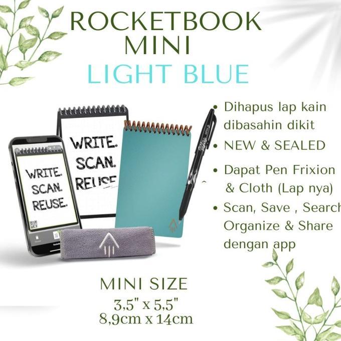 Gambar Rocketbook wave with pen smart Erasable cloud scan notebook instant - Light Blue Mini dari gani ani undefined Tokopedia