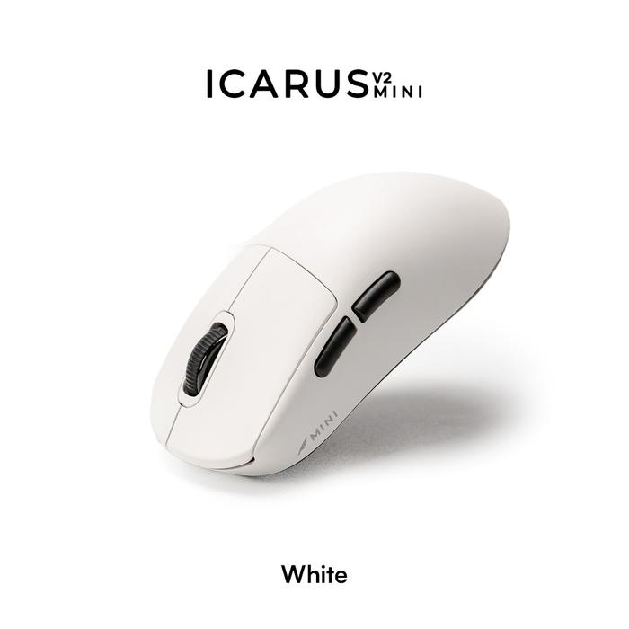 Gambar ICARUS V2 Mini Ultralight Wireless Gaming Mouse - WHITE, + Glass Skate dari Press Play undefined Tokopedia