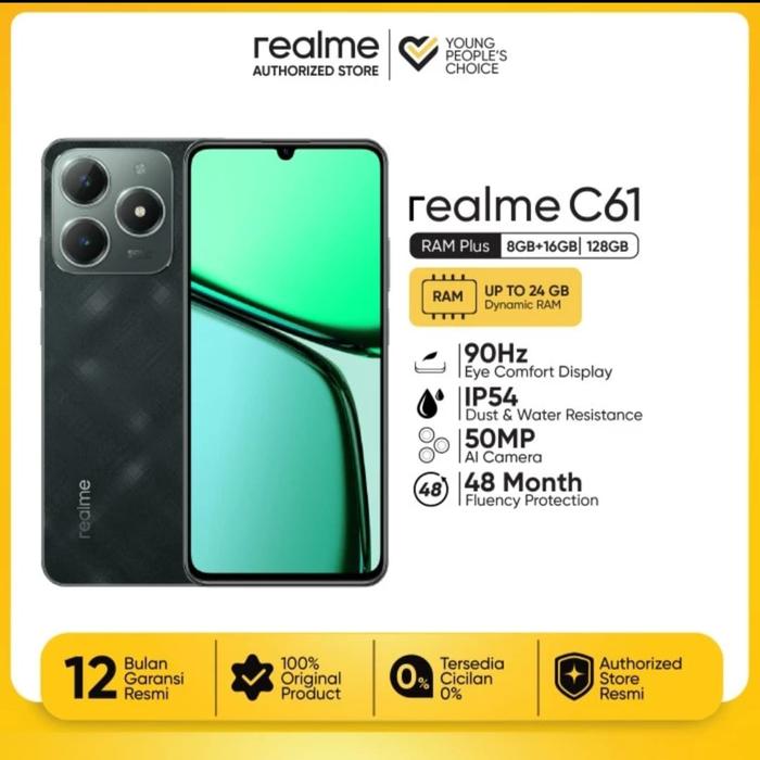 Gambar Realme C61 - Layar 6,745 inci, 50MP AI Kamera, 2 Slot Kartu SIM Nano + 1 SlM - Dark Green dari Dhe Gadget Store undefined Tokopedia