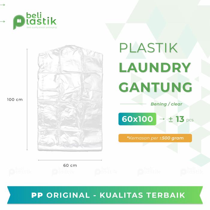 Gambar Plastik Laundry Gantung Baju Gamis 60x100 60x150 PP Hanger Londry Satuan Kiloan Bening Cutting Bahu - 60x100 dari BELIPLASTIK ID undefined Tokopedia