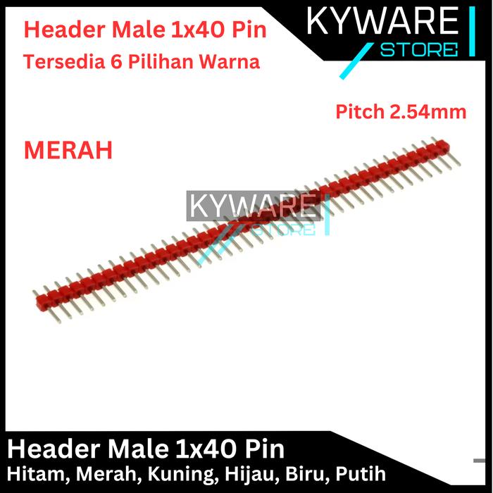 Gambar Header Male 40 Pin Straight Lurus Single Row 1x40 Pitch 2.54mm Warna Hitam Merah Kuning Hijau Biru Putih - Merah dari Kyware undefined Tokopedia