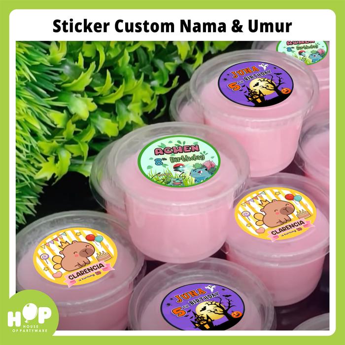 Gambar Sticker Bulat Happy Birthday CUSTOM nama untuk ditempel ke cup Puding Ulang Tahun / Stiker Goodie Bag HBD Happy Birthday - 10 cm, Capybara dari Our.Deco undefined Tokopedia