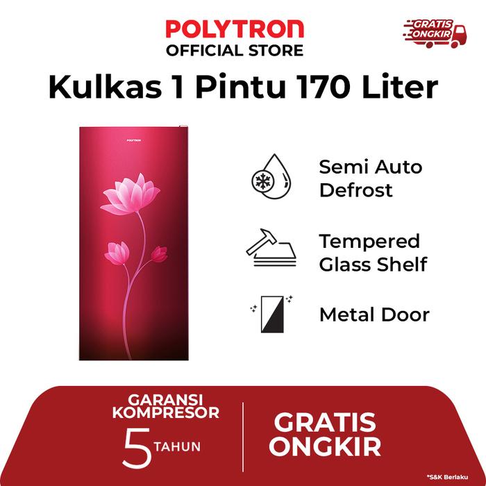 Gambar POLYTRON Kulkas 1 Pintu Beauty metal door 170 liter PRB 179 - Merah dari Polytron Indonesia_NEW undefined Tokopedia