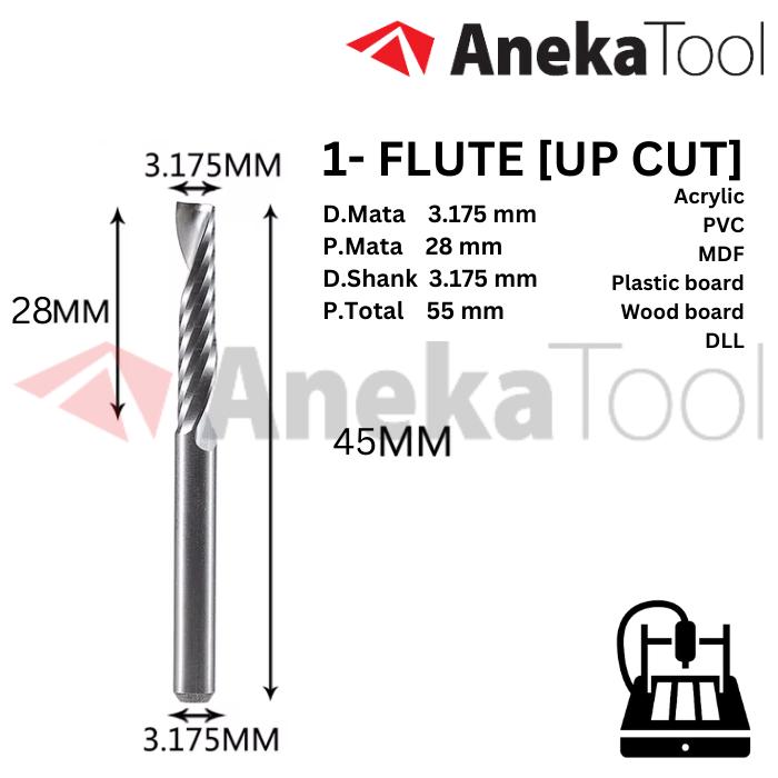 Jual Mata Endmill CNC Router 1 Flute Single Flute Akrilik Kayu MDF PVC ...