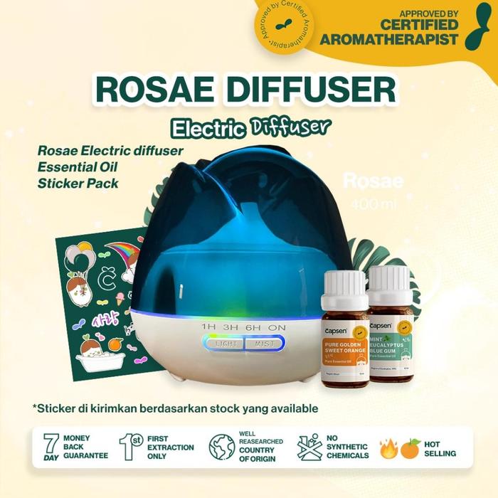 Gambar Capsen Electric Diffuser Rosae Essential Oil Bundle Aromatherapy Diffuser Humidifier Minyak Esensial - Rosae, No Oil dari Oping Storee undefined Tokopedia