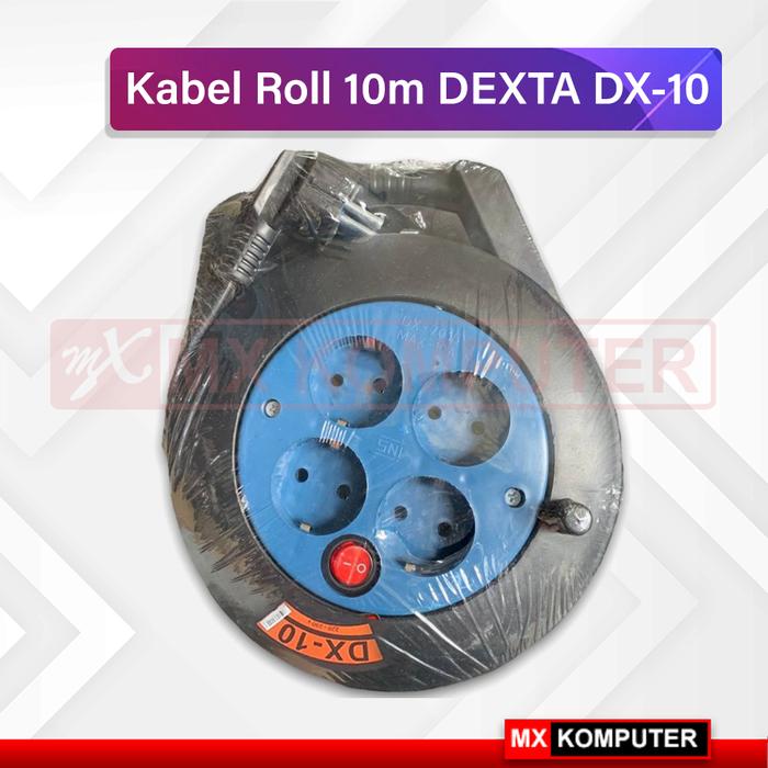 Gambar Kabel Roll Box Warna DX-10 4 Lubang + Lampu Indikator DEXTA - Saklar ON-OFF dari MXKomputer_NEW undefined Tokopedia