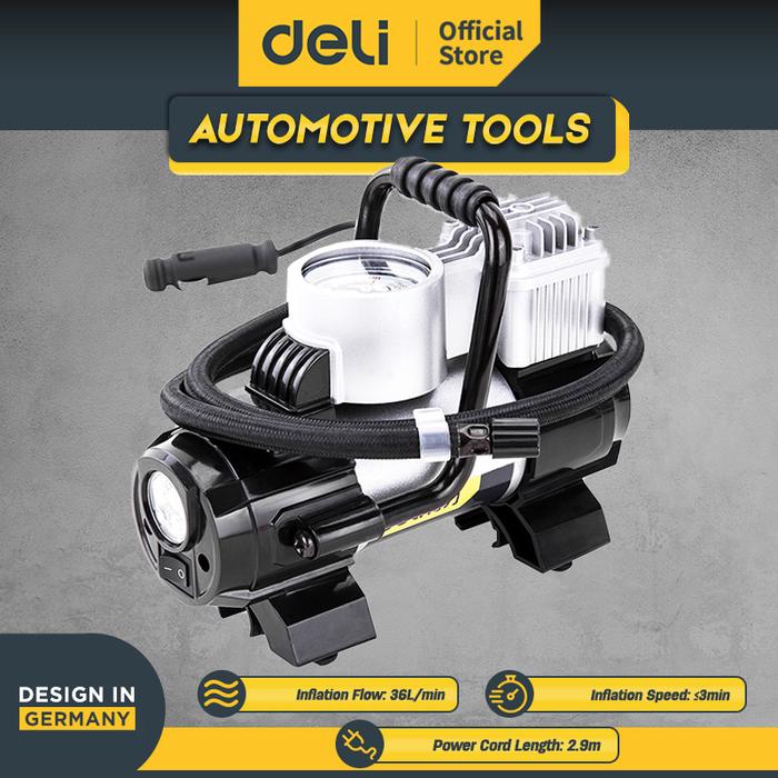 Gambar Deli Pompa Angin Portable Silinder Tunggal Otomatis 100W DL8058 - Silinder Ganda dari Deli Tools Official undefined Tokopedia