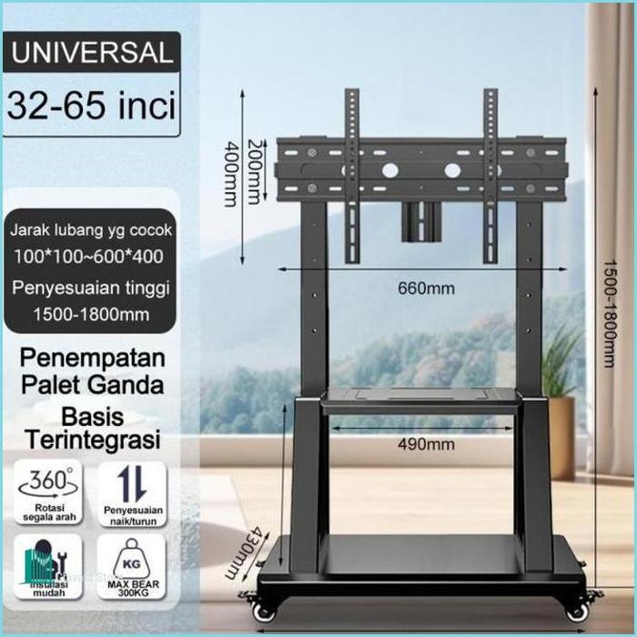 Gambar Chivast- Bracket Standing TV roda dorong LED TV 32- 85 Inci /Bracket standing roda LED TV - 32"-65" dari Chivast undefined Tokopedia