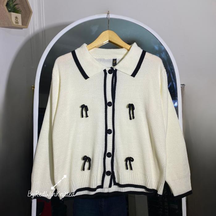 Gambar Lamine Cardigan Knit - Atasan Rajut Wanita - Keiko Sweater Rajut - Cardigan Knitwear Baju Outer - Broken White dari ByRedWinKnitted undefined Tokopedia