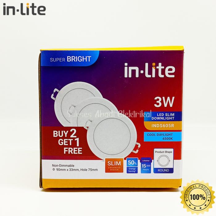Gambar Inlite Downlight Panel Paket LED In-Lite BERGARANSI INDS 605R - 3 Watt dari TL. Sukses Abadi undefined Tokopedia