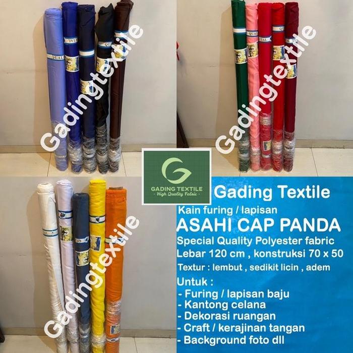Gambar ( per 1 roll ) kain furing ASAHI CAP PANDA per roll gulungan bahan lapisan baju batik gamis background foto craft dari CV GLAMOR undefined Tokopedia