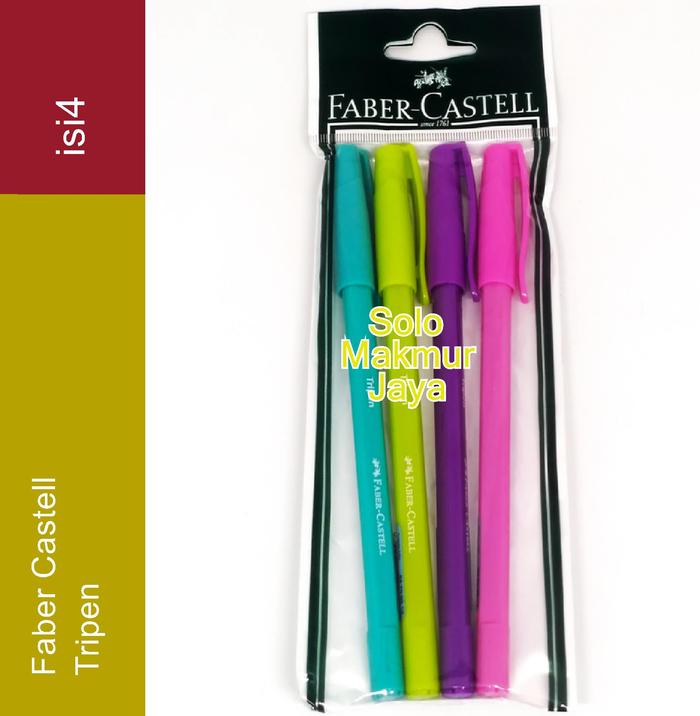 Gambar Pulpen Tripen Faber Castell set 4 / Ballpoin Tripen Faber Castell Pulpen Tripen Set4 547004 dari Solo Makmur Jaya undefined Tokopedia