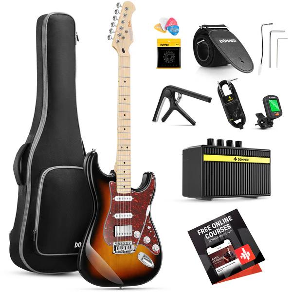 Gambar Donner DST-152 Strat HSS Electric Guitar with mini amp,bag,capo,strap - Sunburst dari Makassar Music undefined Tokopedia
