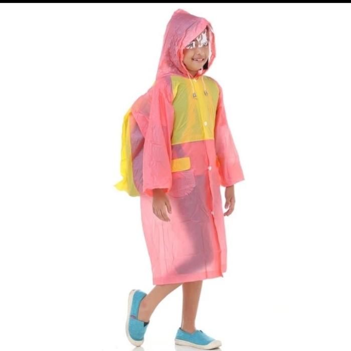 Gambar Jas Hujan Anak Ponco Backpack Tiger Head 68211 - Pink dari itos olshop undefined Tokopedia