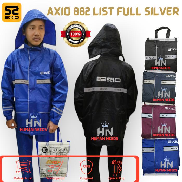 Gambar Jas Hujan Axio 882 Original List SILVER/Mantel Mantol Raincoat Axio dari Human Needs 88 undefined Tokopedia
