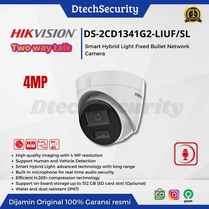HIKVISION DS-2CD1341G2-LIUF/SL TWO WAY TALK AUDIO IP CAMERA SMART HYBRID  LIGHT INDOR NEW FITUR di Dtechsecurity Tokopedia