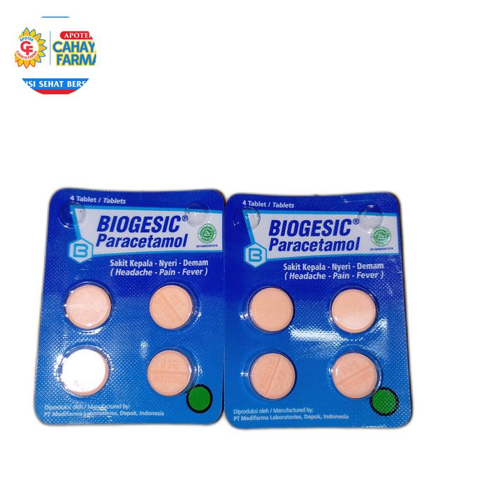 Gambar biogesic paracetamol tab/4tab dari Apotek Cahaya Farma Cibinong undefined Tokopedia