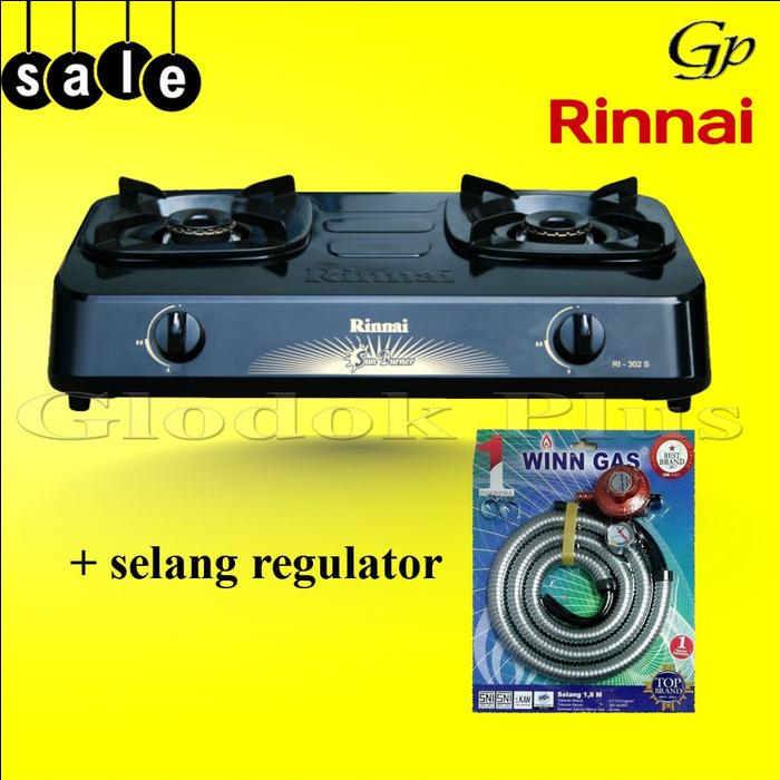 Gambar Rinnai RI-302S Kompor Gas 2 Tungku Teflon ri 302 s rinai ri302s - +selangregwinn, gojek grab dari Glodok plus undefined Tokopedia