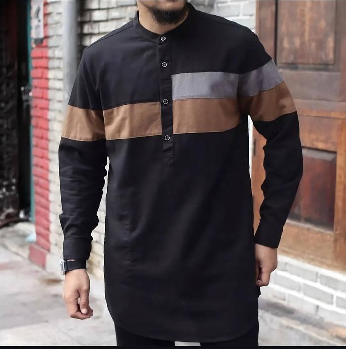 Gambar baju koko pria dewasa lengan panjang motif AL-BANA - Hitam, M dari RIEZCollection undefined Tokopedia