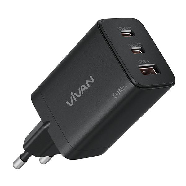 Gambar Vivan C65 65W GaN Technology Travel Charger Adaptor USB-C USB-A Fast Charging PD QC Port Quick Charge Support Notebook - Black dari bestdeal_NEW undefined Tokopedia