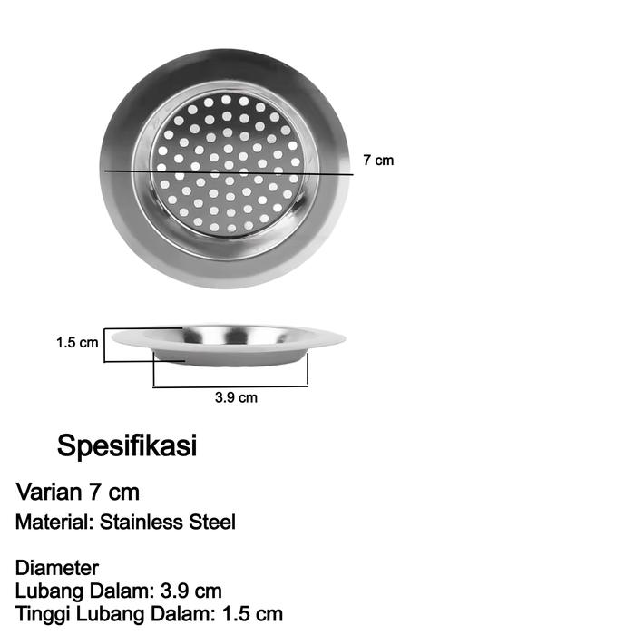 Gambar Saringan Wastafel Cuci Piring Bak Cucian Sink Filter Stainless Steel Anti Karat & Mampet - Diameter 7 cm dari Tosco Official undefined Tokopedia