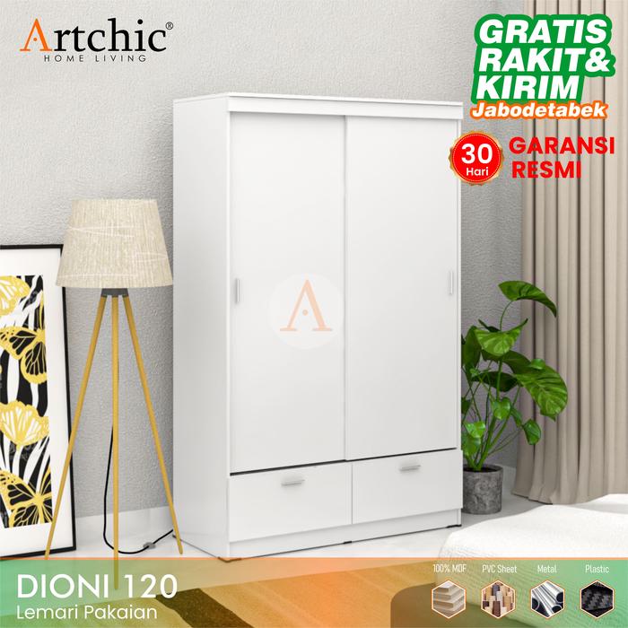 Gambar Lemari Pakaian 2 Pintu Sliding Laci _ARTCHIC _ DIONI 120_ Putih dari Artchic Home Living undefined Tokopedia