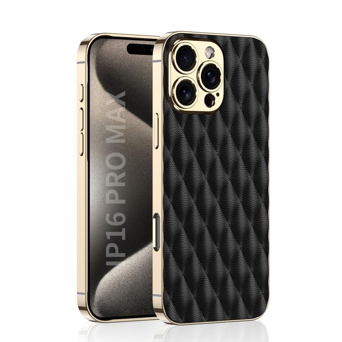Gambar Myroots Rhombus Case Untuk Iphone 16 Pro Max Casing PU Leather High Quality Penutup Protector - Black, IP 16 PRO MAX dari Myroots store undefined Tokopedia