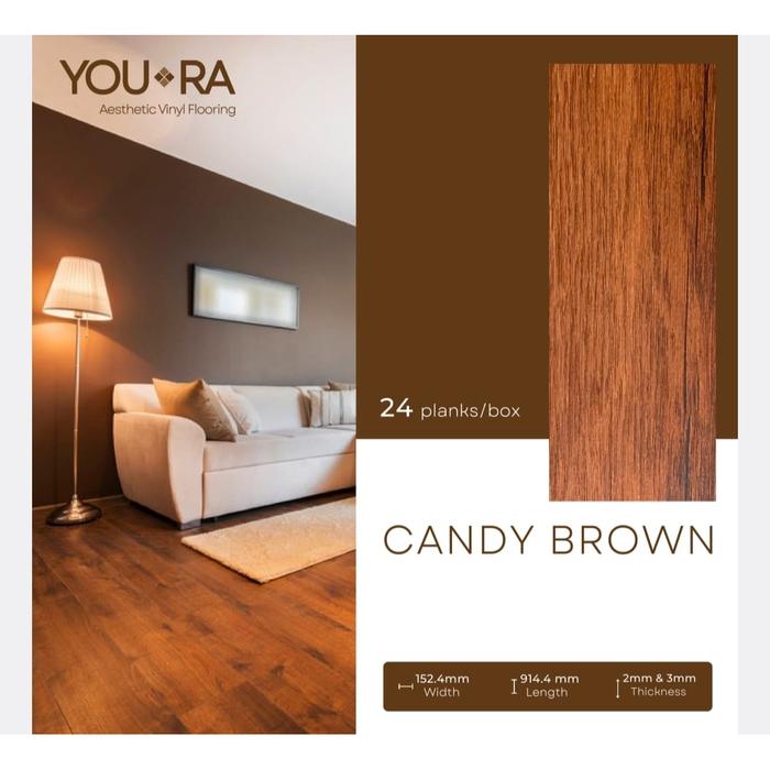 Gambar YOURA vinil 3mm 24pcs @3.34m - candy brown dari Master Jaya Flooring undefined Tokopedia