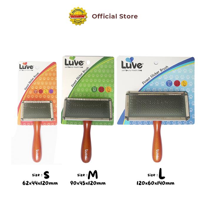 Gambar LUVE Sisir Sikat Anjing Kucing Gagang Kayu | Pet Slicker Brush Handle Wooden - Slicker Brush, S dari Octagon Pet Indonesia undefined Tokopedia