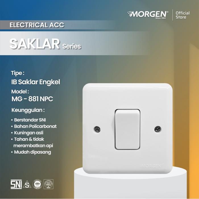 Gambar MORGEN "Saklar B Series" Tipe MG-88 NPC IB Stop Kontak / Engkel / Seri / Triple / Engkel Stop / Outlet Antena TV Model Broco New Gee IB Tanam - ENGKEL MG881NPC, Putih dari Jupaja999 undefined Tokopedia