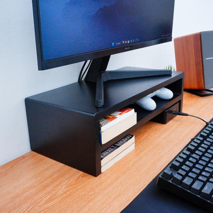 Gambar Stand monitor / Meja laptop / Meja monitor Putih READY !!! - Hitam dari Stugel undefined Tokopedia