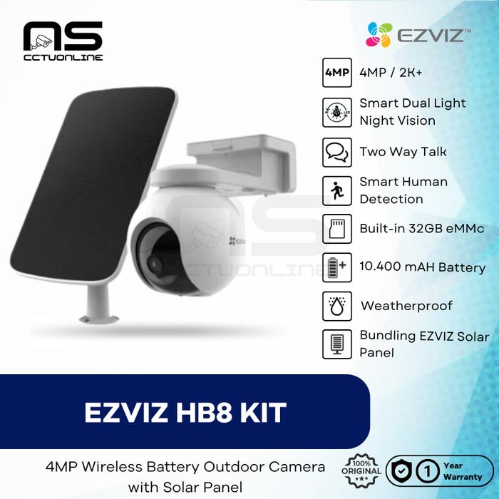 Ezviz Hb8 4mp 2k Battery Camera Smart Cctv Wifi Outdoor 10400mah