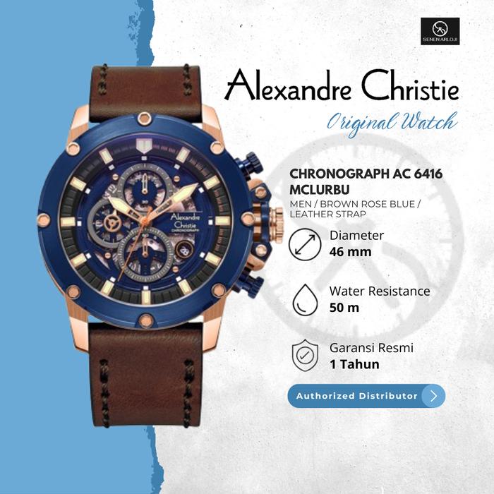 Gambar Jam Tangan Pria Alexandre Christie AC 6416 Original - Rosegold Blue - Brown Rose Blue dari Senen Arloji undefined Tokopedia