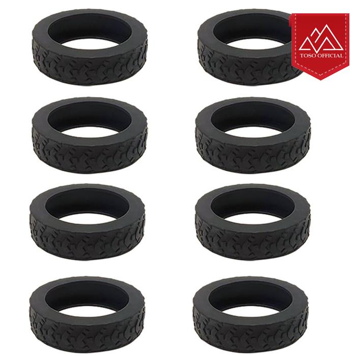 Gambar Karet Silikon Rubber Pelindung Roda Koper Protector Luggage Wheel Roda Tidak Berisik - 8PCS HITAM-WAVE dari Toso Mart undefined Tokopedia
