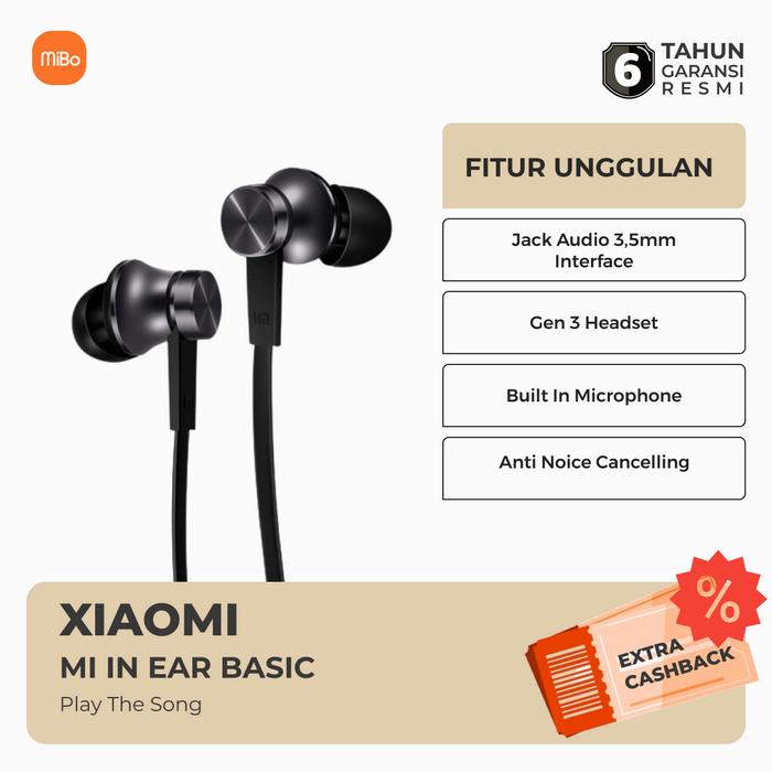 Gambar Mi In Ear Headphone Basic Headset Earphone Original - Black dari MIBO undefined Tokopedia