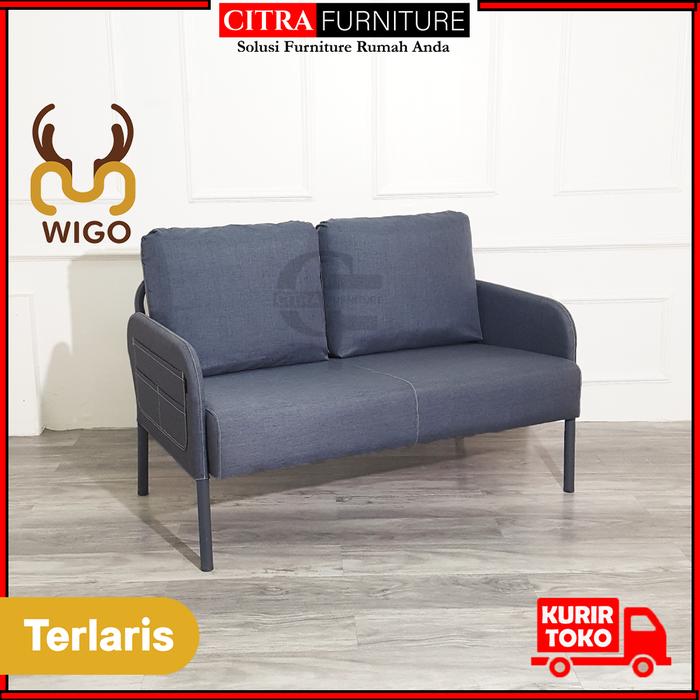 Gambar WIGO Sofa Minimalis 2 Seater Industrial Series | Sofa 2 Dudukan Knock Down - DARK GREY dari Citra furniture undefined Tokopedia